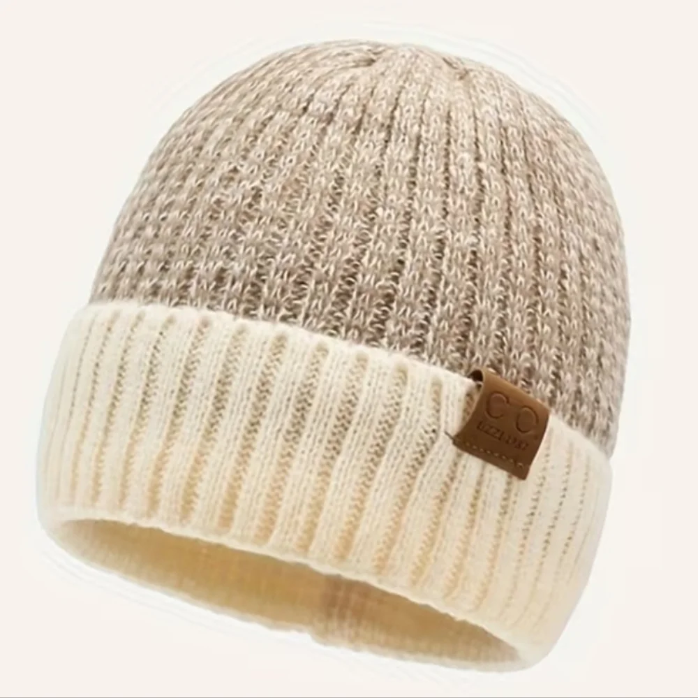 Fleece-Lined Winter Beanie - Windproof & Ear-Warming Knit Hat